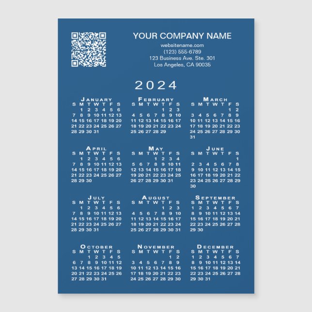 Carte Magnétique Code QR professionnel personnalisé 2024 Calendrier (Devant)