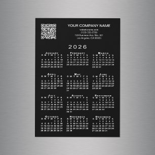 Carte Magnétique Code QR professionnel personnalisé 2026 Calendrier