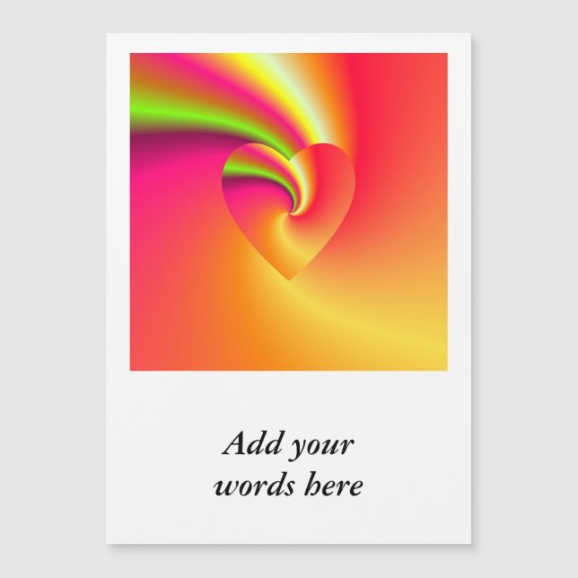 Carte Magnétique Coeur d'amour Rainbow Swirl (Devant)