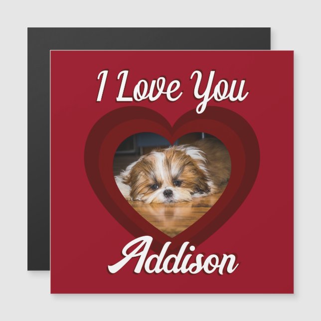 Carte Magnétique Cœur de la Saint-Valentin amour de chien Photo per (Devant / Derrière)