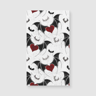 Carte Magnétique Cœur d'Halloween avec des ailes de chauve-souris n