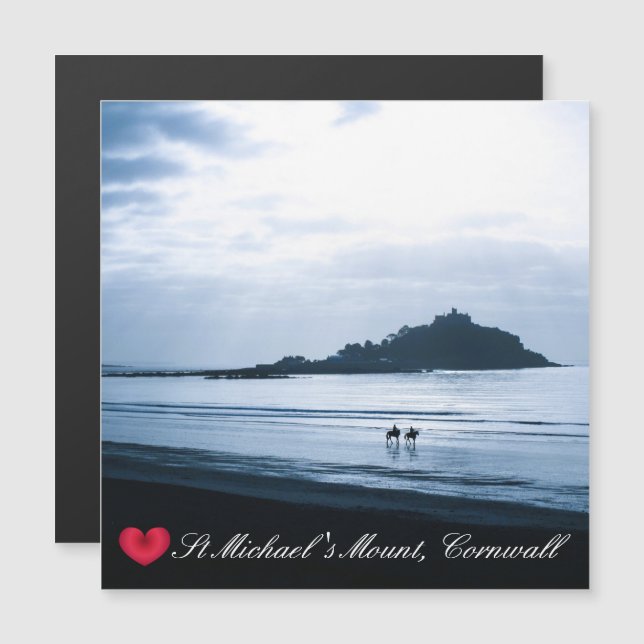 Carte Magnétique Coeur personnalisé St Michaels Mont Cornwall + Che (Devant / Derrière)