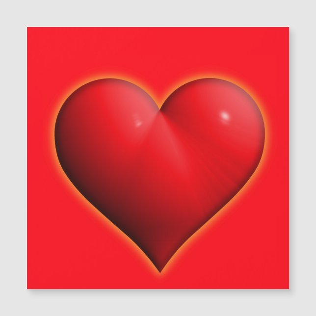 Carte Magnétique Coeur rouge 3-D brillant (Devant)
