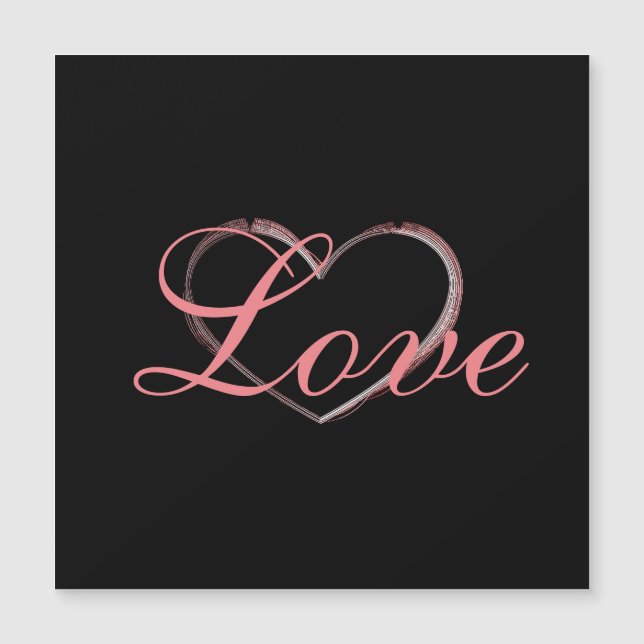 Carte Magnétique Coeur tendance Grey Calligraphie Amour Mariage (Devant)