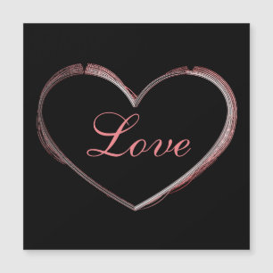 Carte Magnétique Coeur tendance Grey Calligraphie Amour Mariage
