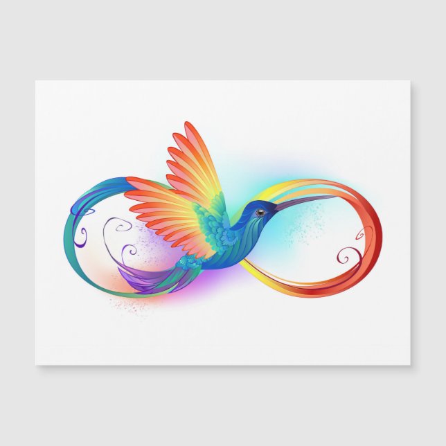 Carte Magnétique Colibri arc-en-ciel avec symbole Infinity (Devant)
