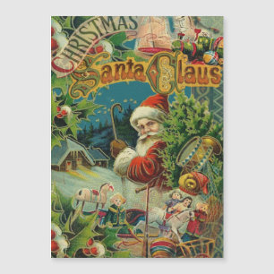 Carte Magnétique Collage de Noël victorien du Père Noël Antique