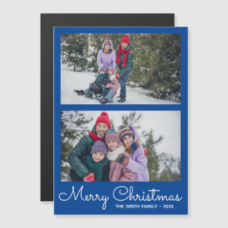 Carte Magnétique Collage de photos de famille bleu profond pour les