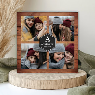Carte Magnétique Collage de photos de famille en bois de grange rus