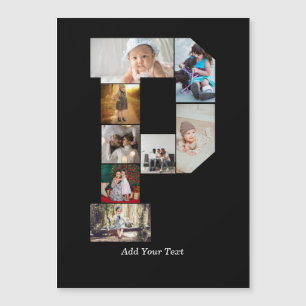 Carte Magnétique Collage de photos en lettre P noir et blanc