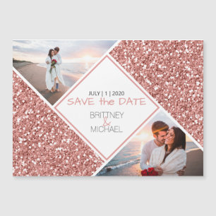 Carte Magnétique Collage photo de la Parties scintillant Rose Gold