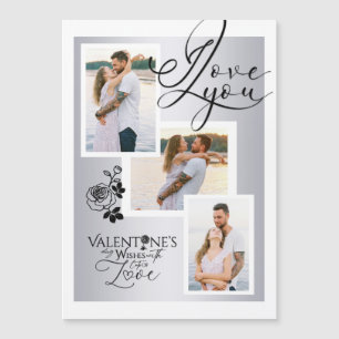 Carte Magnétique Collage photo élégant pour la Saint-Valentin