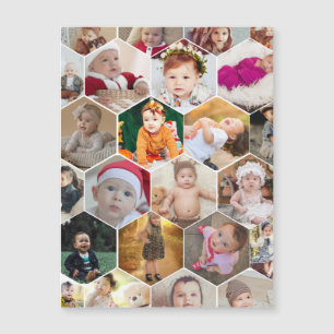 Carte Magnétique Collage photo Hexagon