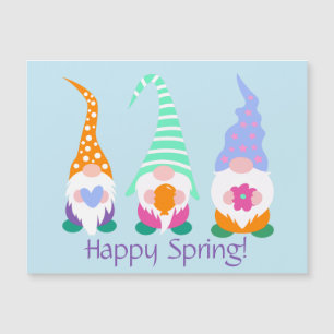 Carte Magnétique Colorful Happy Spring Gnomes Salutations