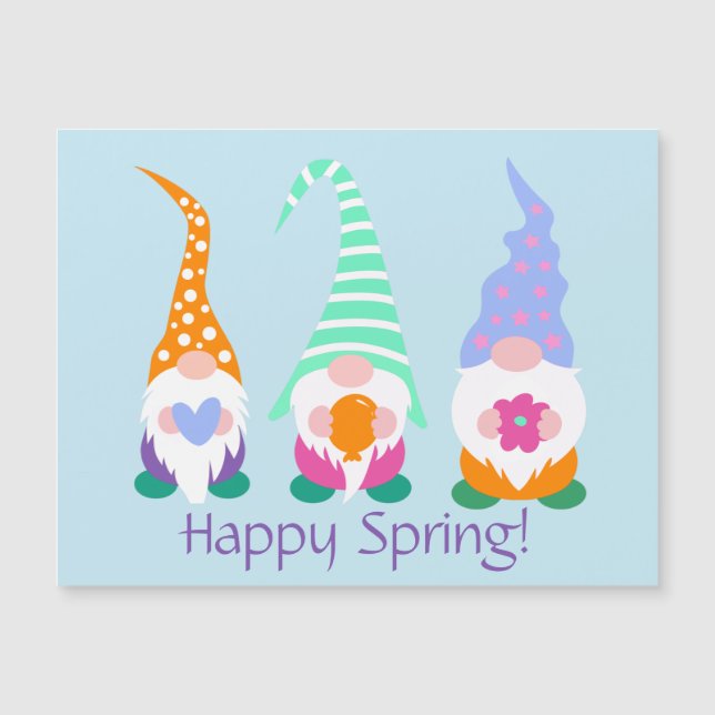 Carte Magnétique Colorful Happy Spring Gnomes Salutations (Devant)