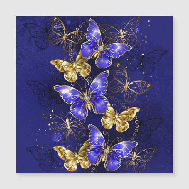 Carte Magnétique Composition avec papillons Sapphire (Devant)