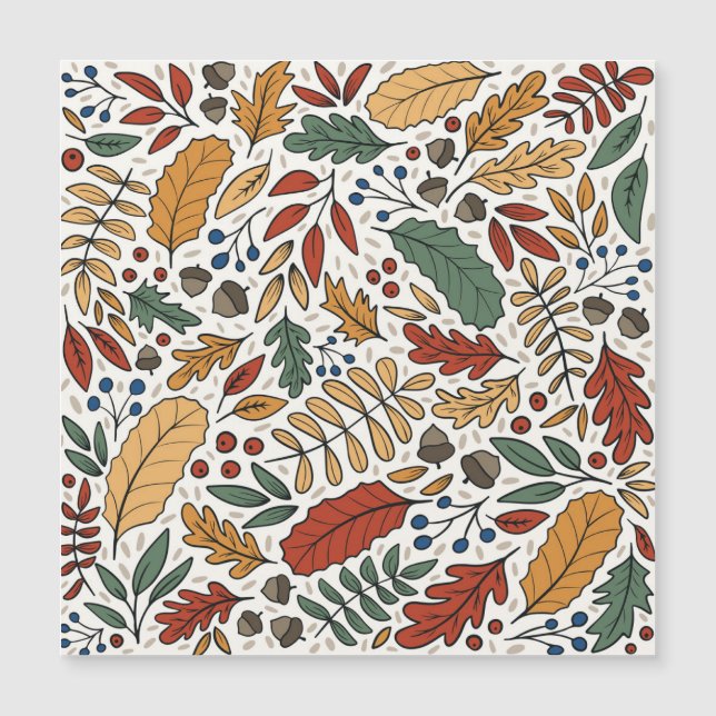 Carte Magnétique Conception de Carré feuille couleur automne (Devant)
