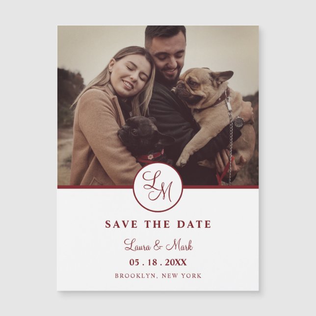 Carte Magnétique Conception simple Touches rustiques Mariage photo (Devant)