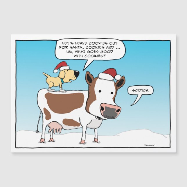 Carte Magnétique Cookies amusants et Scotch pour Père Noël à Noël (Devant)
