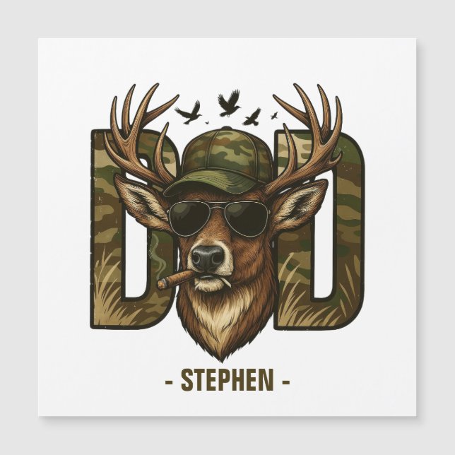 Carte Magnétique Cool Camouflage Papa - Cerf avec lunettes de solei (Devant)