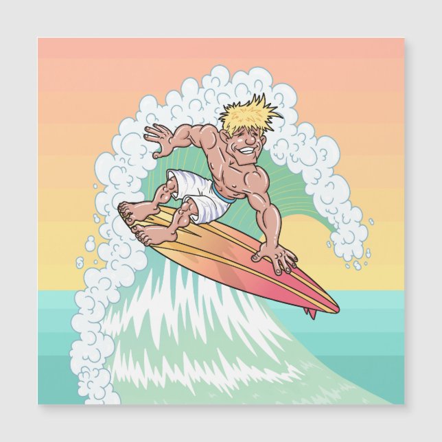 Carte magnétique cool Sunset Surfer (Devant)