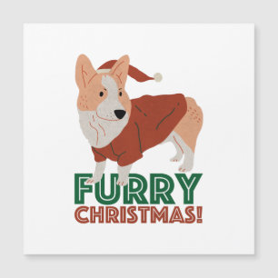Carte Magnétique Corgi mignonne avec jeu de Noël : Feu de Noël