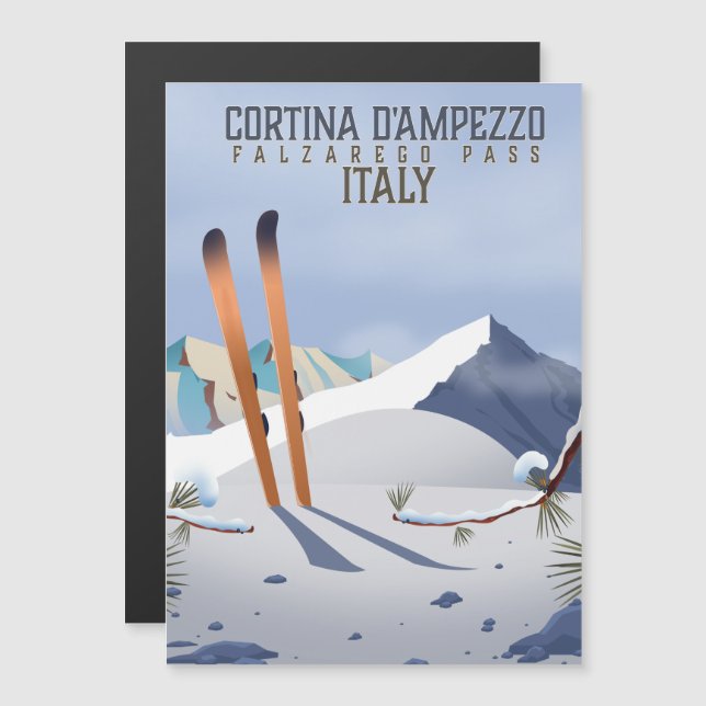 Carte Magnétique Cortina d'Ampezzo Italie poster ski Art Print (Devant / Derrière)