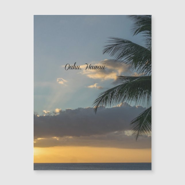 Carte Magnétique Coucher de soleil à Oahu, Hawaï (Devant)