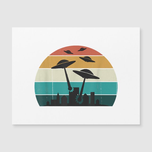 Carte Magnétique Coucher de soleil d'attaque UFO rétro - Sauc volan (Devant)
