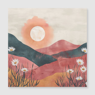 Carte Magnétique Coucher de soleil de la montagne florale Boho - Na