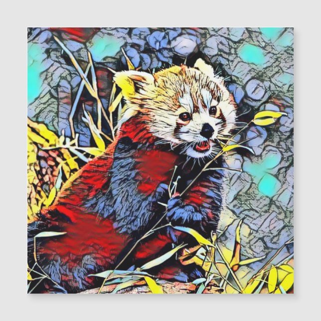 Carte Magnétique Couleur - Panda rouge (Devant)