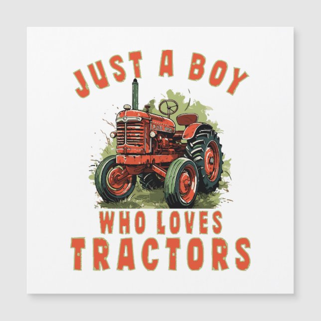 Carte Magnétique Country Life Boy qui aime les tracteurs (Devant)