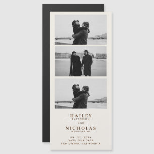 Carte Magnétique Crème Beige Monogramme Bande Photo Mariage magnéti