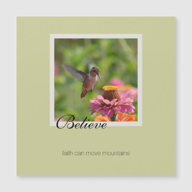 Carte Magnétique Croire Hummingbird Rose Zinnia Flower (Devant)