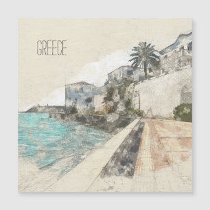 Carte Magnétique Croquis du célèbre quai de l'île Spetses