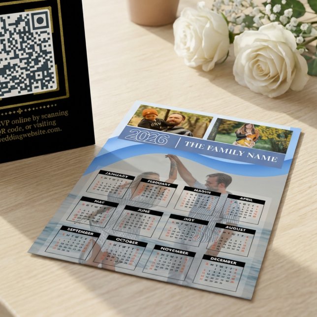 Carte Magnétique Custom 2026 Photo Family Name Calendar Magnetic  (Custom 2026 Photo Family Name Calendar Magnet)