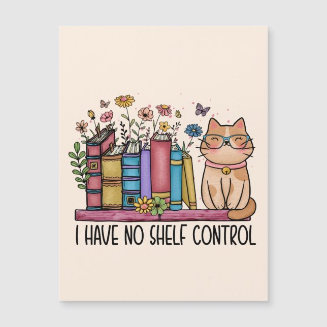 Carte Magnétique Cute Floral Livres et Chat (Devant)