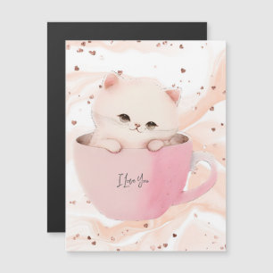 Carte Magnétique Cute Kitten dans une Tea up
