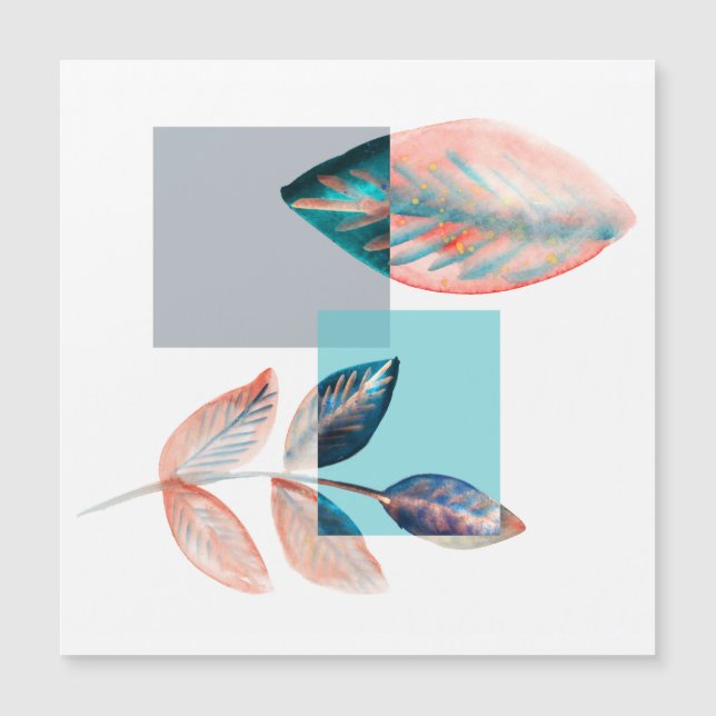 Carte Magnétique Cyan Red Leaf (Devant)