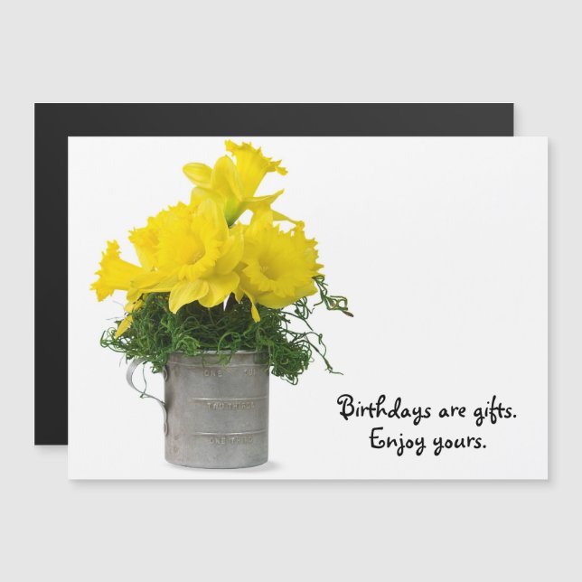 Carte Magnétique Daffodil Birthday Bouquet (Devant / Derrière)