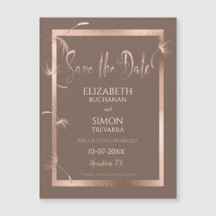 Carte Magnétique Dandelions or rose et chocolat Enregistrer la date