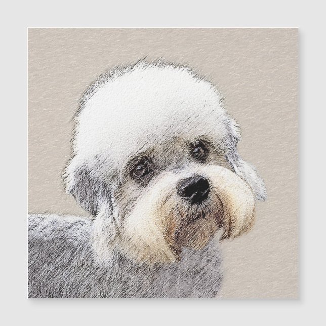 Carte Magnétique Dandie Dinmont Terrier Peinture Chien Art original (Devant)