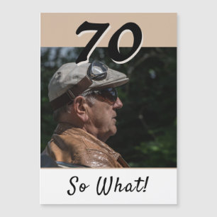 Carte magnétique d'anniversaire 70 ans beige moder