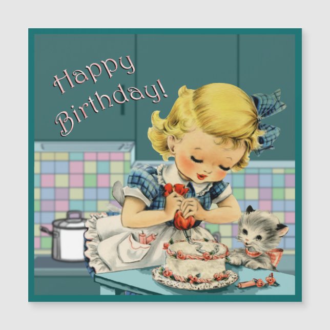 Carte magnétique d'anniversaire vintage (Devant)
