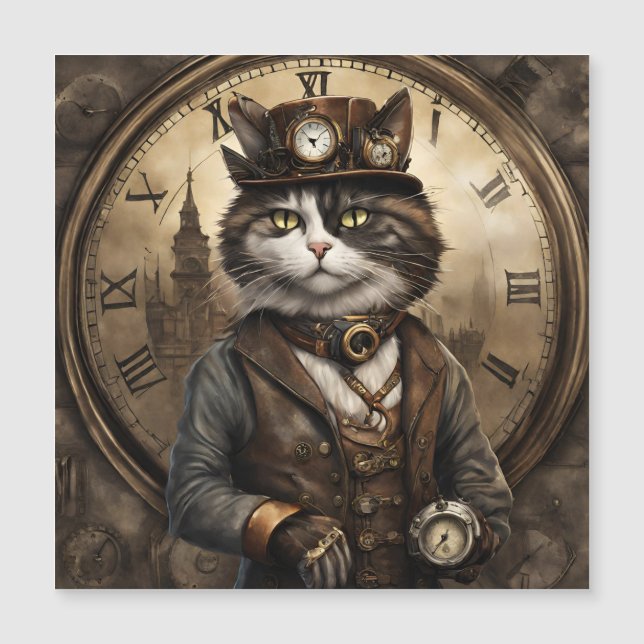Carte Magnétique Dapper Steampunk Calico Cat (Devant)