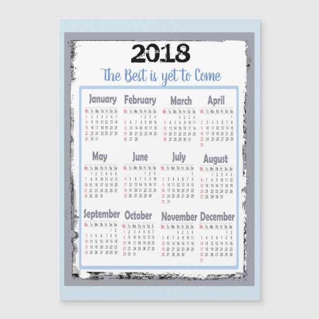 Carte magnétique de 2018 calendriers pour votre (Devant)