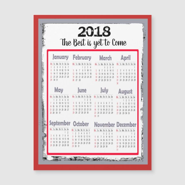 Carte magnétique de 2018 calendriers pour votre (Devant)