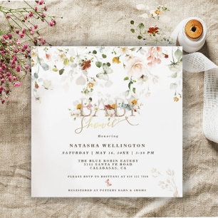 Carte magnétique de baby shower à fleurs sauvages