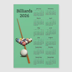 Carte magnétique de calendrier de billard 2026