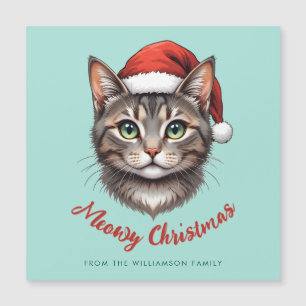 Carte magnétique de chat de Noël personnalisée ave